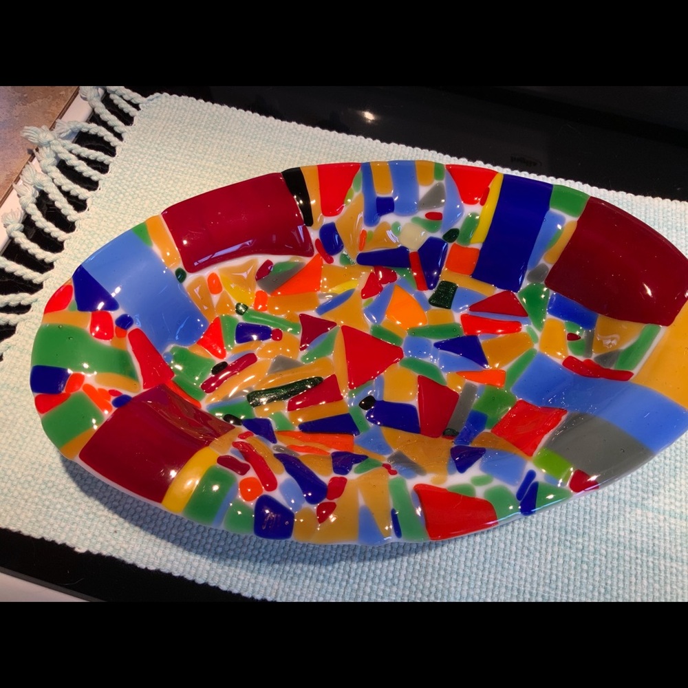 Made by local artist thermofuged glass plate